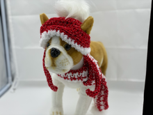 Load image into Gallery viewer, Red and White Hat and Scarf Set
