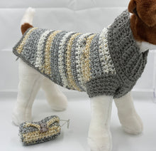 Load image into Gallery viewer, Gray, Yellow and White Sweater with Matching Poo Bag Holder