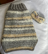 Load image into Gallery viewer, Gray, Yellow and White Sweater with Matching Poo Bag Holder