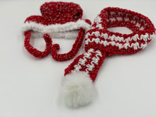 Load image into Gallery viewer, Red and White Hat and Scarf Set