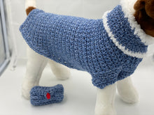 Load image into Gallery viewer, Light Blue Dog Sweater with Matching Scarf and Poo Bag Holder