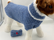 Load image into Gallery viewer, Light Blue Dog Sweater with Matching Scarf and Poo Bag Holder