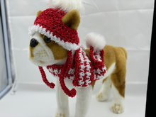 Load image into Gallery viewer, Red and White Hat and Scarf Set