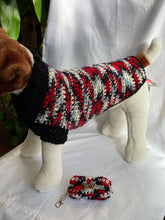 Load image into Gallery viewer, Red, Black and Gray Sweater and Matching Poo Bag Holder
