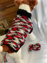 Load image into Gallery viewer, Red, Black and Gray Sweater and Matching Poo Bag Holder
