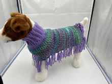 Load image into Gallery viewer, Purple and Teal Dog Poncho/Sweater
