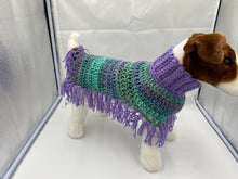 Load image into Gallery viewer, Purple and Teal Dog Poncho/Sweater
