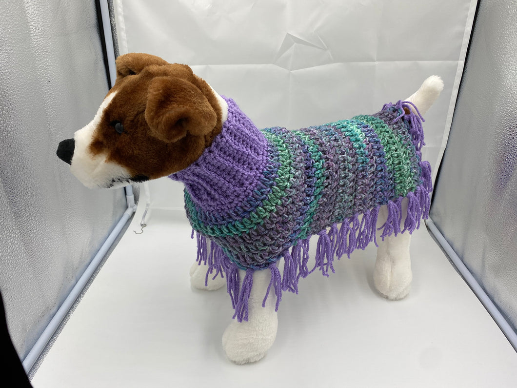 Purple and Teal Dog Poncho/Sweater