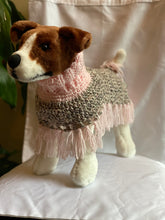 Load image into Gallery viewer, Light Pink and Gray Dog Poncho/Sweater
