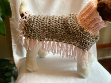 Load image into Gallery viewer, Light Pink and Gray Dog Poncho/Sweater
