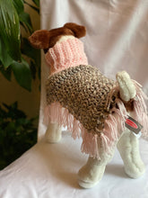 Load image into Gallery viewer, Light Pink and Gray Dog Poncho/Sweater
