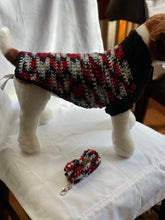 Load image into Gallery viewer, Red, Black and Gray Sweater and Matching Poo Bag Holder

