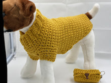 Load image into Gallery viewer, Beautiful Mustard Dog Sweater with Matching Poo Bag Holder
