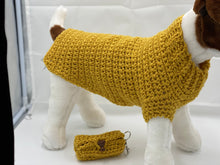 Load image into Gallery viewer, Beautiful Mustard Dog Sweater with Matching Poo Bag Holder
