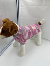 Load image into Gallery viewer, Pink and Gray Plaid Dog Sweater
