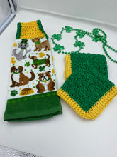Load image into Gallery viewer, St Patrick’s Day Hanging Kitchen Towel with Matching Dish Cloths
